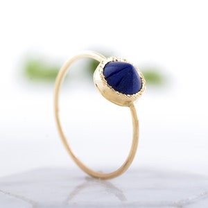 Lapis Lazuli Ring With A Spike, Statement Ring, Handmade and Unique Designer Ring, Solid 14k,18k Gold Jewelry Secret Heart Detail image 1