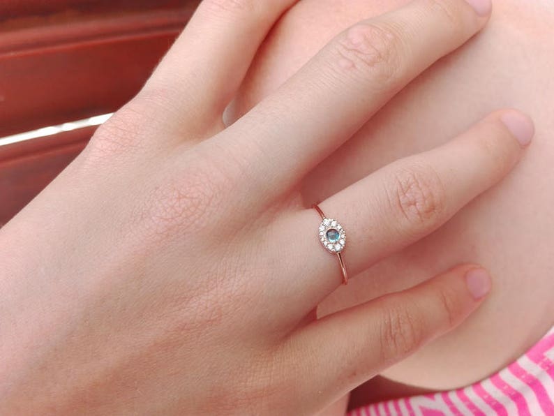 Halo Engagement Ring Blue Topaz and Diamond Ring Blue Etsy