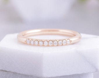 Diamond Wedding Ring For Women, Diamond Wedding Band, Handmade Wedding Ring, 14k Rose Gold Wedding Ring For Her