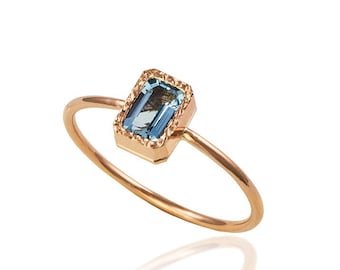 Topaz Engagement Ring,  Gold Topaz Ring,  Rectangle  Ring, Handmade Ring