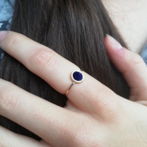 Lapis Lazuli Ring With A Spike, Statement Ring, Handmade and Unique Designer Ring, Solid 14k,18k Gold Jewelry Secret Heart Detail image 7