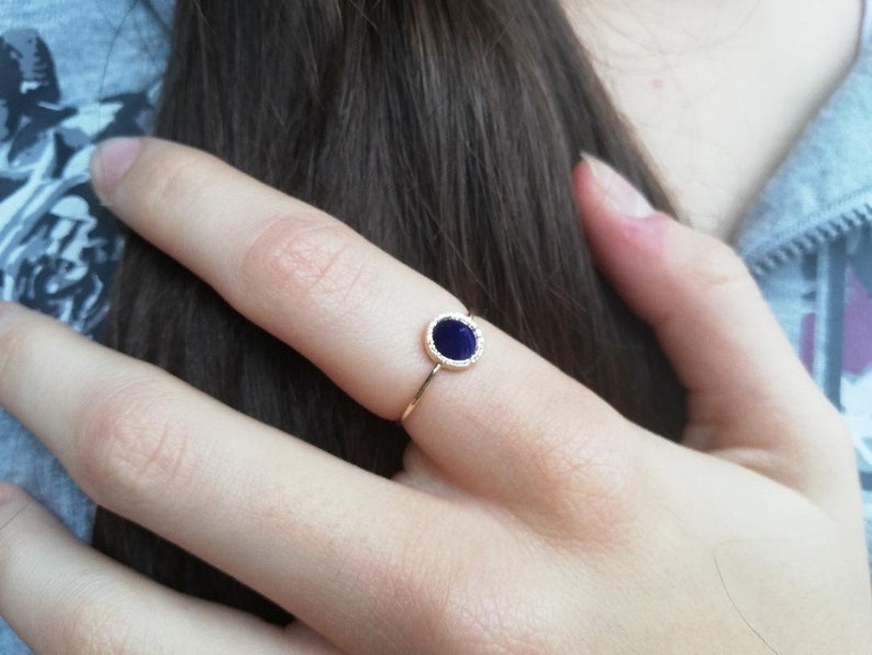 Lapis Lazuli Ring With A Spike, Statement Ring, Handmade and Unique Designer Ring, Solid 14k,18k Gold Jewelry Secret Heart Detail image 7