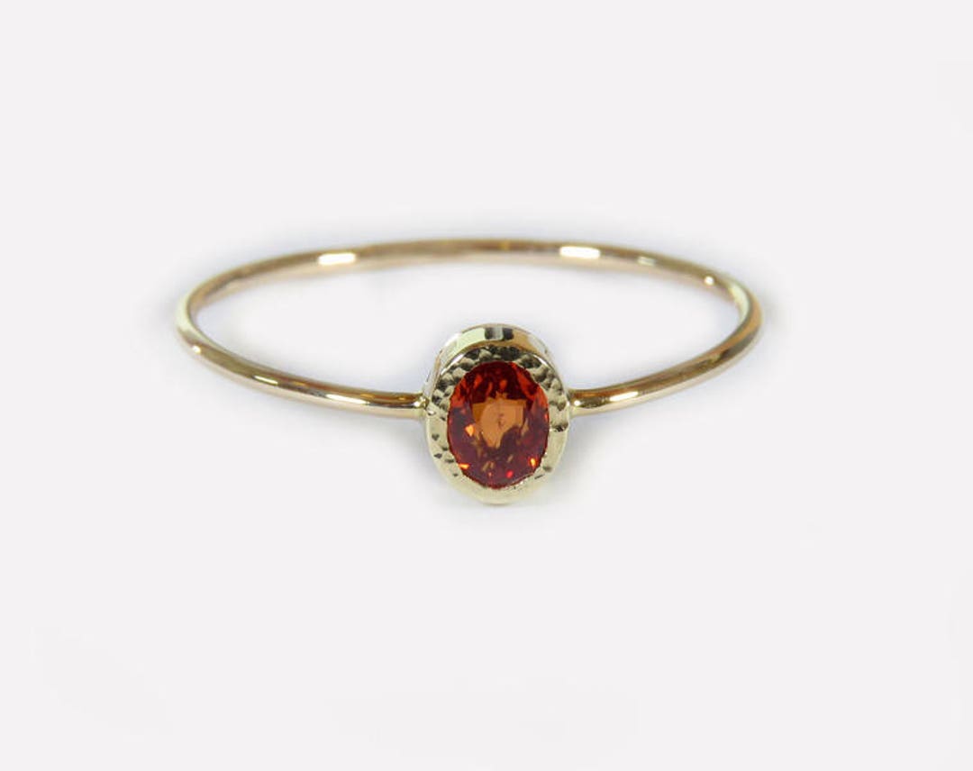 Orange Sapphire Ring, September Birthstone, Solitaire Ring, Gold ...
