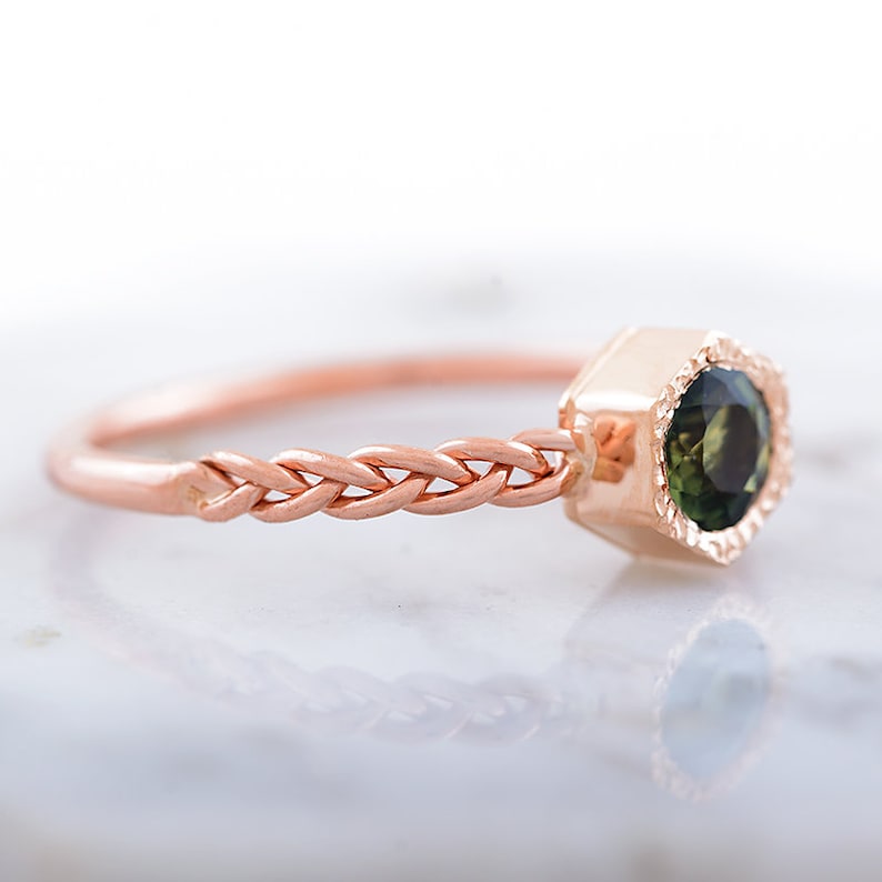 Sapphire Engagement Ring With Braided Band Unique Engagement Etsy