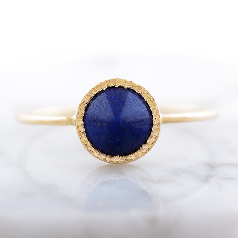 Lapis Lazuli Ring With A Spike, Statement Ring, Handmade and Unique Designer Ring, Solid 14k,18k Gold Jewelry Secret Heart Detail image 6