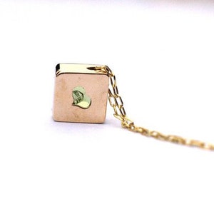 14k Gold Peridot Necklace For Women, Princess Cut, Square Stone, Green Necklace in Solid 14k Gold, Bridal Necklace, Handmade Jewelry image 4