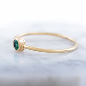 Dainty Emerald Ring Thin Gold Band Engagement Ring Small Emerald Engagement Ring-No Diamond Engagement Ring May Birthstone Jewelry image 10