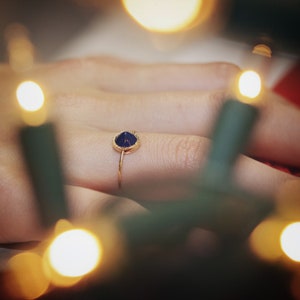 Lapis Lazuli Ring With A Spike, Statement Ring, Handmade and Unique Designer Ring, Solid 14k,18k Gold Jewelry Secret Heart Detail image 8