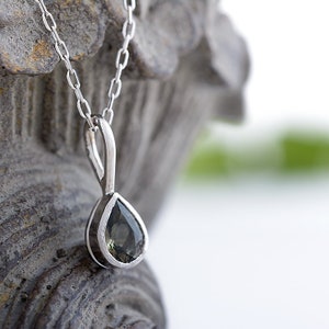Tiny White Gold Sapphire Necklace, 14k Gold Necklace, Natural Sapphire, Gemstone Necklace