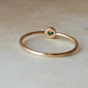 Dainty Emerald Ring Thin Gold Band Engagement Ring Small Emerald Engagement Ring-No Diamond Engagement Ring May Birthstone Jewelry image 3