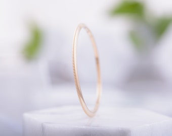 14k Gold Band For Woman, Thin Gold Ring, Women's Wedding Ring, Handmade