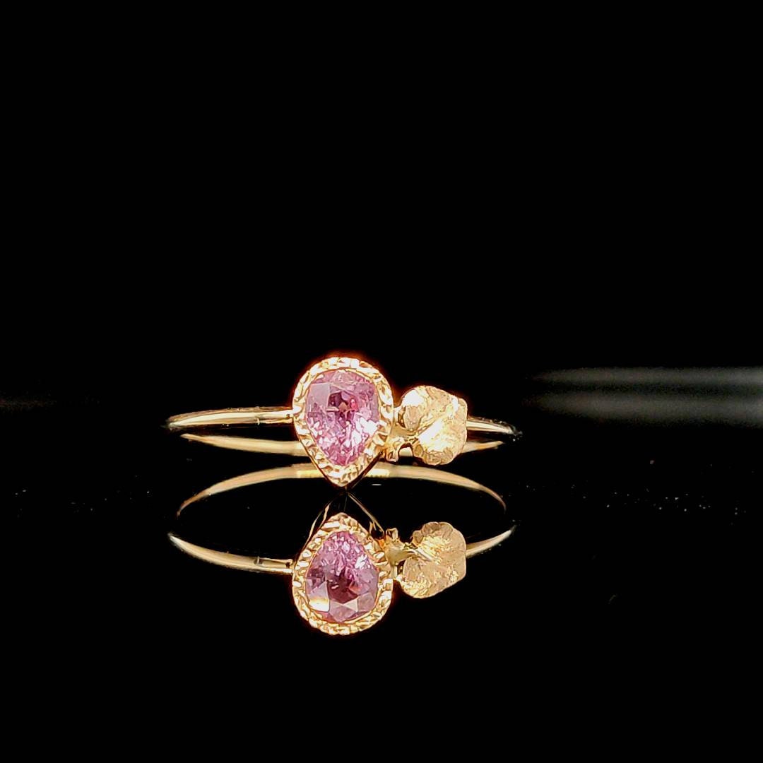 Ready-to-ship in Days- Pear Shape Sapphire Ring With Leaf