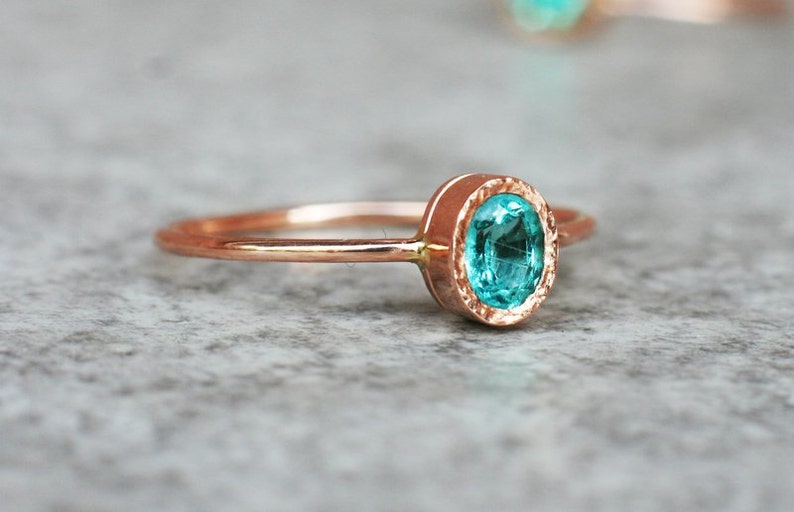 Oval Apatite ring Unique Engagement Ring Natural Apatite Ring Handmade Solitaire Ring Engagement Ring Solid 14k Rose gold Ring