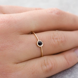 14k Gold Black Onyx Ring, February Birthstone Ring, Natural Stone Ring, Dainty Engagement Ring image 4