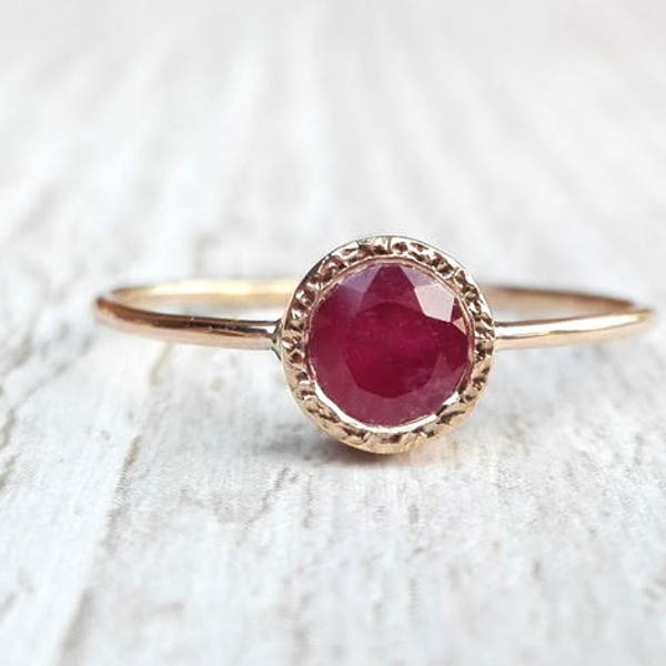 Solitaire Ruby Ring, Ruby Engagement Ring, Ruby Heart Ring, Gemstone Engagement Ring, Handmade, Solid 14k gold ring