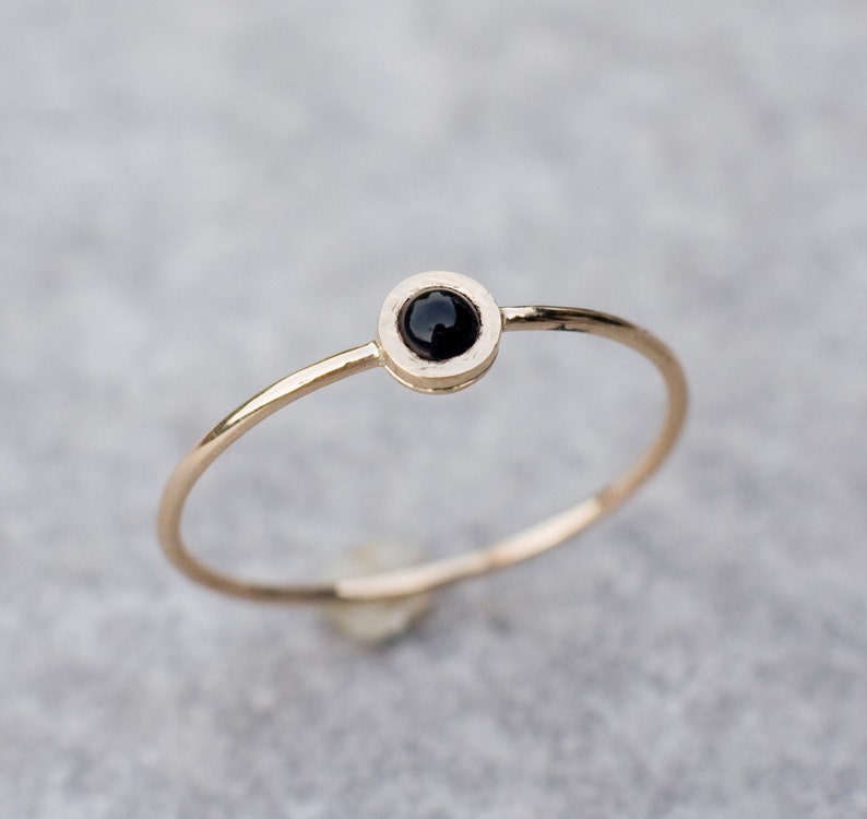 14k Gold Black Onyx Ring, February Birthstone Ring, Natural Stone Ring, Dainty Engagement Ring image 3