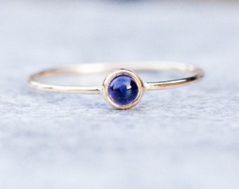 Anillo de iolita de 14k, oro macizo sólido de 14k, anillo de piedra preciosa azul, regalo de aniversario, regalo de cumpleaños para ella, regalo de vacaciones hecho a mano