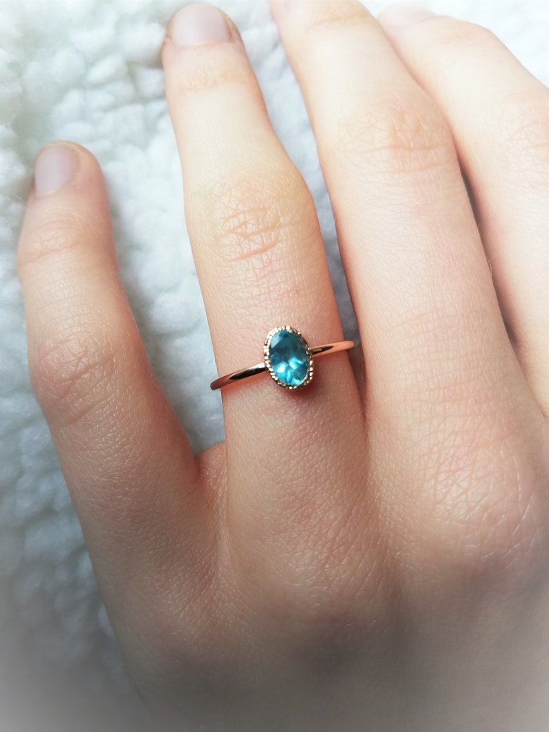 Oval Apatite ring Unique Engagement Ring Natural Apatite Ring Handmade Solitaire Ring Engagement Ring Solid 14k Rose gold Ring