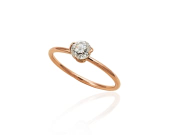 Rose Gold Diamond Engagement Ring - 0.40 CT Solitaire Diamond Ring- Ethical Engagement Ring-Fine Jewelry