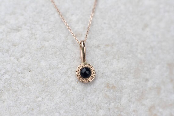 Black Onyx Necklace Solid 14k Gold 