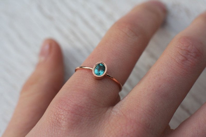 Oval Apatite ring Unique Engagement Ring Natural Apatite Ring Handmade Solitaire Ring Engagement Ring Solid 14k Rose gold Ring