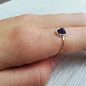 Lapis Lazuli Ring With A Spike, Statement Ring, Handmade and Unique Designer Ring, Solid 14k,18k Gold Jewelry Secret Heart Detail image 3
