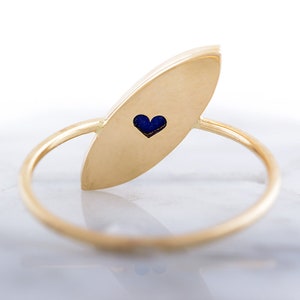 Lapis Lazuli Ring in 14k gold, Marquise Ring, Statement Ring, Handmade gold ring, Secret heart ring image 2