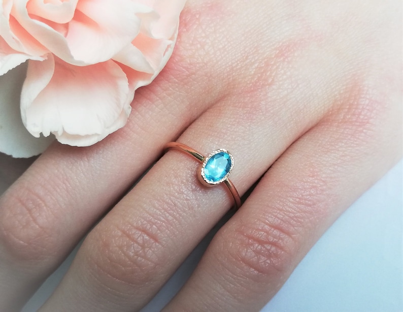 Oval Apatite ring Unique Engagement Ring Natural Apatite Ring Handmade Solitaire Ring Engagement Ring Solid 14k Rose gold Ring