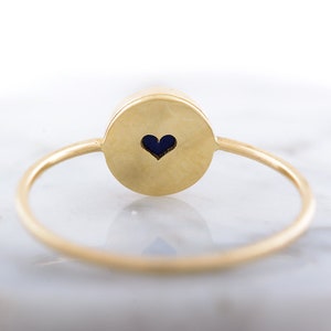 Lapis Lazuli Ring With A Spike, Statement Ring, Handmade and Unique Designer Ring, Solid 14k,18k Gold Jewelry Secret Heart Detail image 2