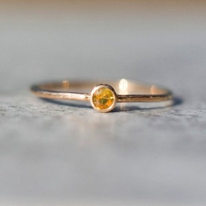 Yellow round sapphire ring handcrafted in solid 14k yellow gold, September birthstone, Christmas Gift for Woman, Minimalist Jewelry image 4