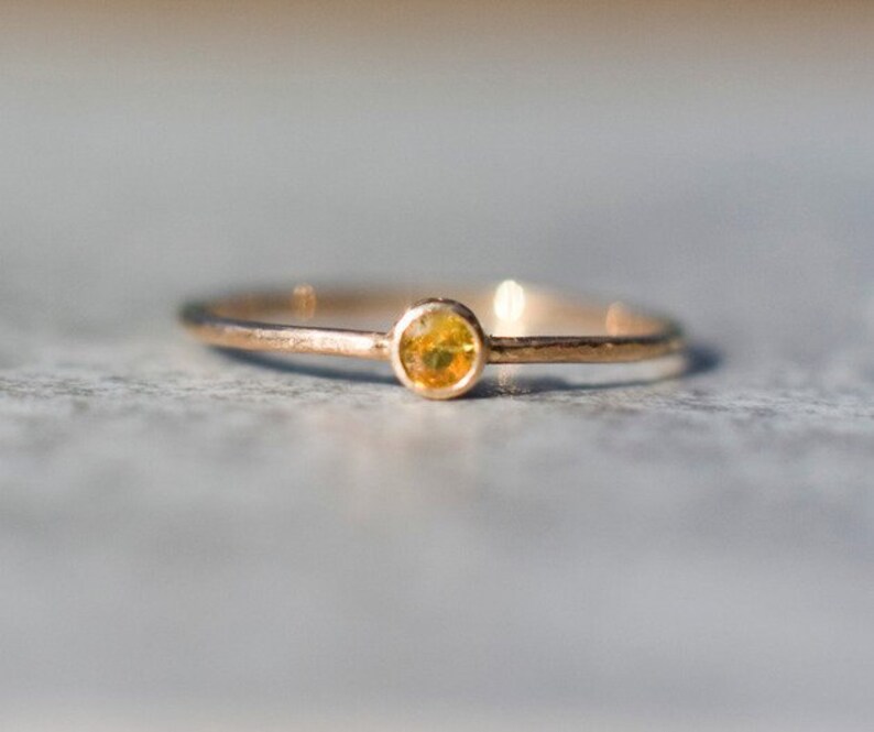 Yellow round sapphire ring handcrafted in solid 14k yellow gold, September birthstone, Christmas Gift for Woman, Minimalist Jewelry image 4