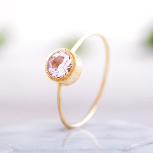 Harmony Simple Round Pink Morganite Ring-Delicate  Morganite Engagement Ring
