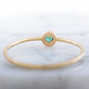 Dainty Emerald Ring Thin Gold Band Engagement Ring Small Emerald Engagement Ring-No Diamond Engagement Ring May Birthstone Jewelry image 9