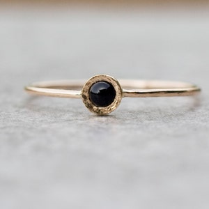 14k Gold Black Onyx Ring, February Birthstone Ring, Natural Stone Ring, Dainty Engagement Ring image 1