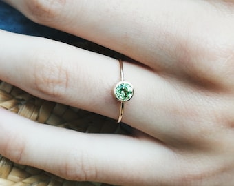 Peridot Engagement Ring, 14k Gold Pelridot Ring, Rose Gold Engagement Ring, Green Stone, August Birthstone