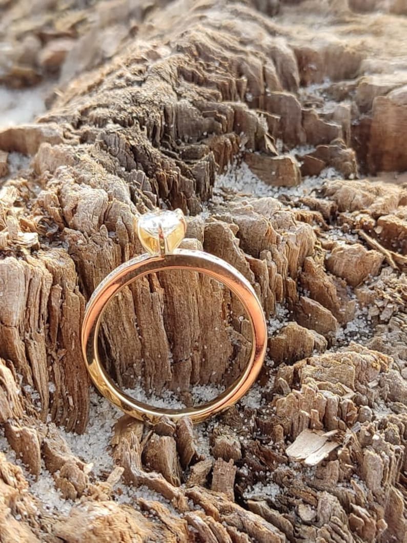 Handmade 0.64ct Diamond Engagement Ring Classic Engagement Ring Bespoke Round Diamond Ring 14k, 18k Gold and Platinum Solitaire Ring zdjęcie 7