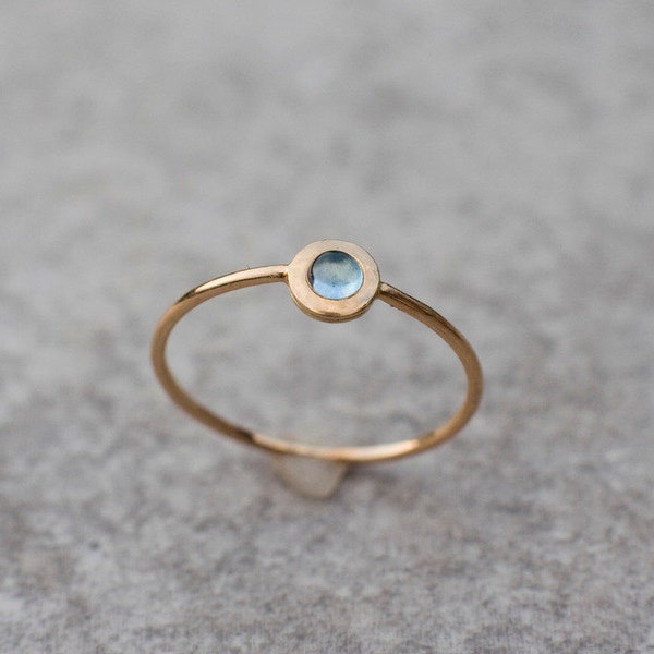 Tiny blue topaz ring, Natual London blue topaz, Solid 14k gold, Delicate Engagement ring, December birthstone, Christmas gift for her