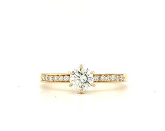 Handmade 0.64ct Diamond Engagement Ring - Classic Engagement Ring- Bespoke  Round Diamond Ring- 14k, 18k Gold and Platinum Solitaire Ring