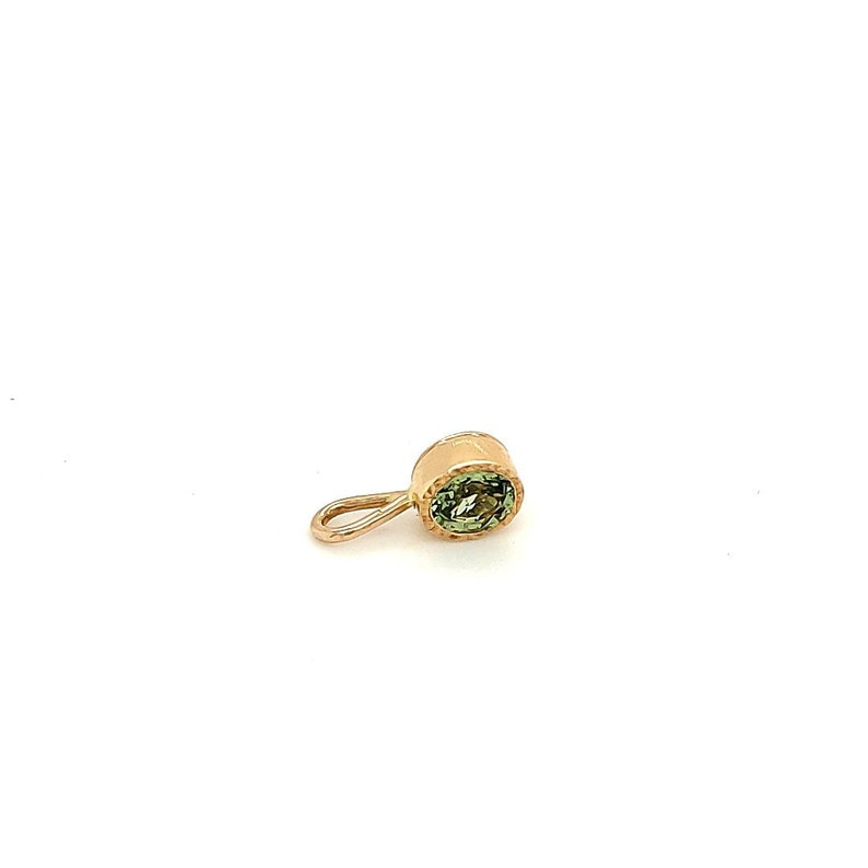 Solid 14k Gold Oval Green Sapphire Pendant Handcrafted Minimalist Jewelry Sapphire Jewelry For Woman Unforgettable Gift For Her image 2