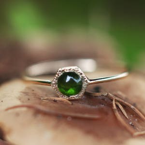 Gold Tourmaline Ring With Hidden Heart, Hexagon Ring With Natural Tourmaline, Handmade Ring, Christmas Gift For Woman