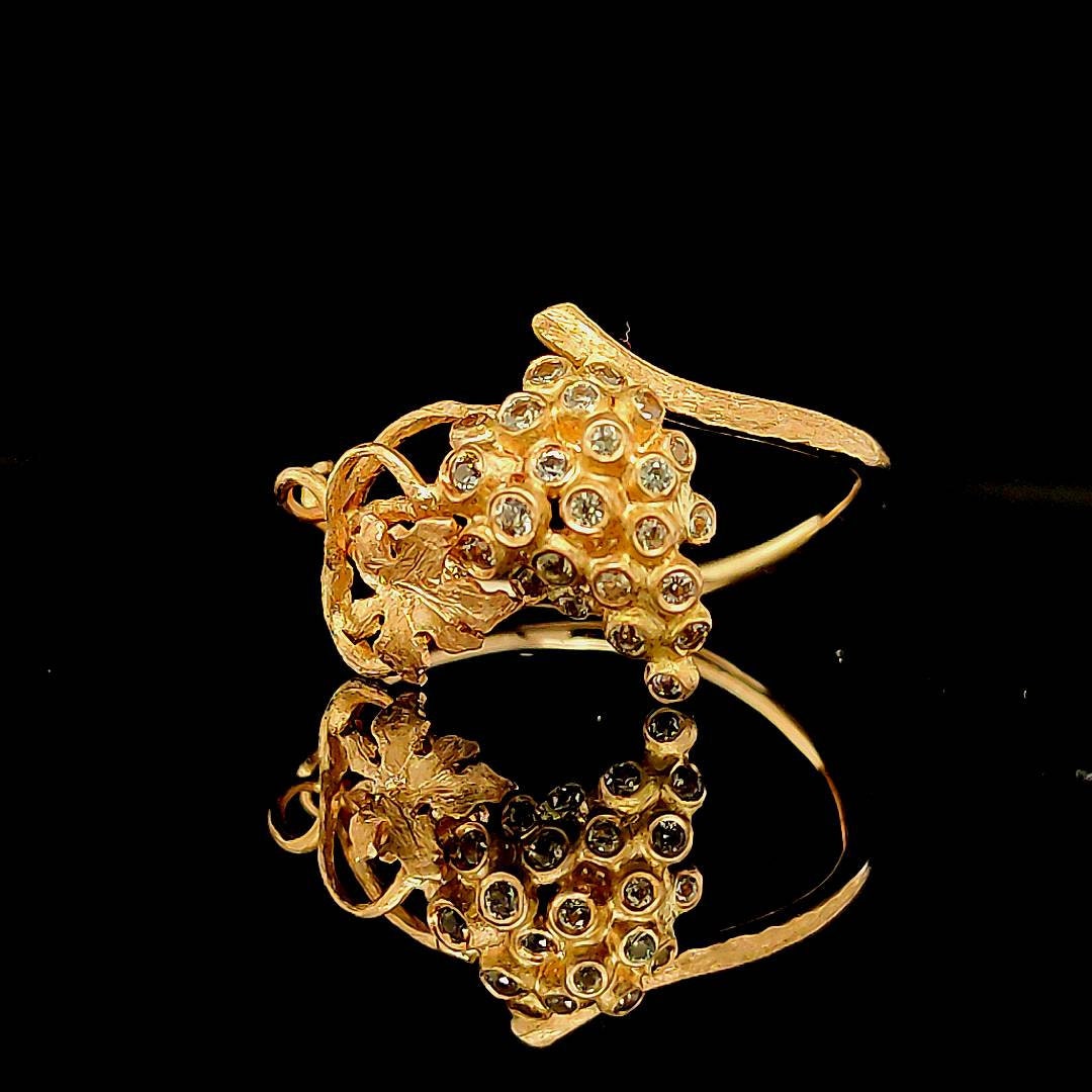 Handmade in 14k Gold Grape Vine Ring With Sapphires in 14K Gold - 14k ...