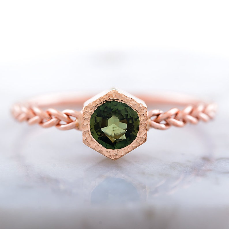 Sapphire Engagement Ring With Braided Band Unique Engagement Etsy