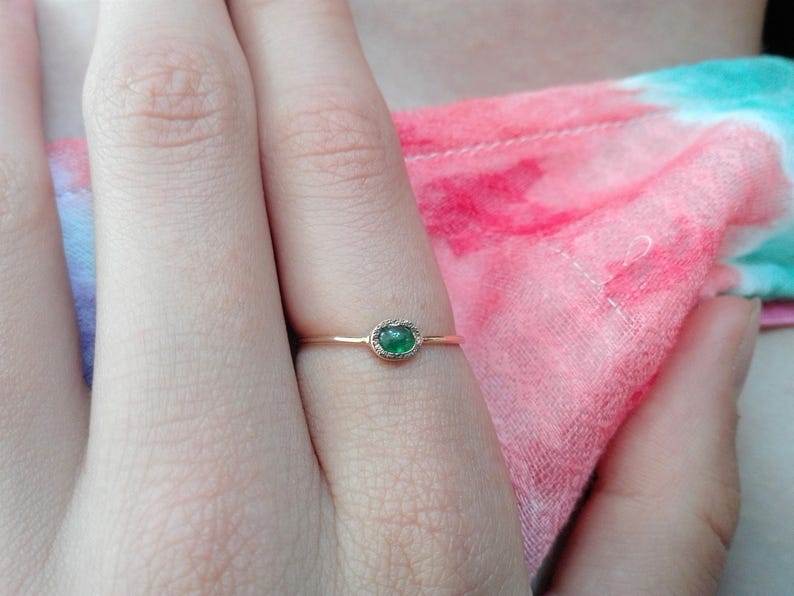 14k Gold Emerald Ring Natural Emerald Ring Green Gemstone Etsy