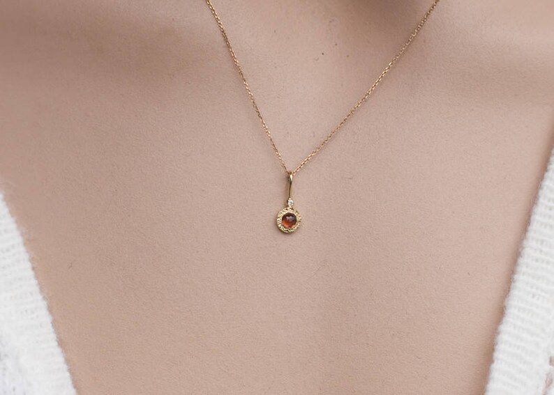 Tiny Stone Necklace For Women Sapphire Necklace Sapphire Diamond Necklace Dainty Gold Necklace With Heart Best Gift For Someone You Love image 3