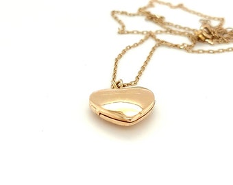 Handmade 14K Gold  Heart Locket-- Solid 14K Gold Jewelry- Heart Necklace ForWoman- Unforgettable Gift For Mom, Wife, Grandma- One-Of-A-Kind