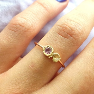 Embrace the Beauty of Nature with this Handmade 14K Gold Pink Sapphire Engagement Ring, Featuring Romantic Heart and Leaf Accents - A Truly Enchanting and Thoughtful Gif