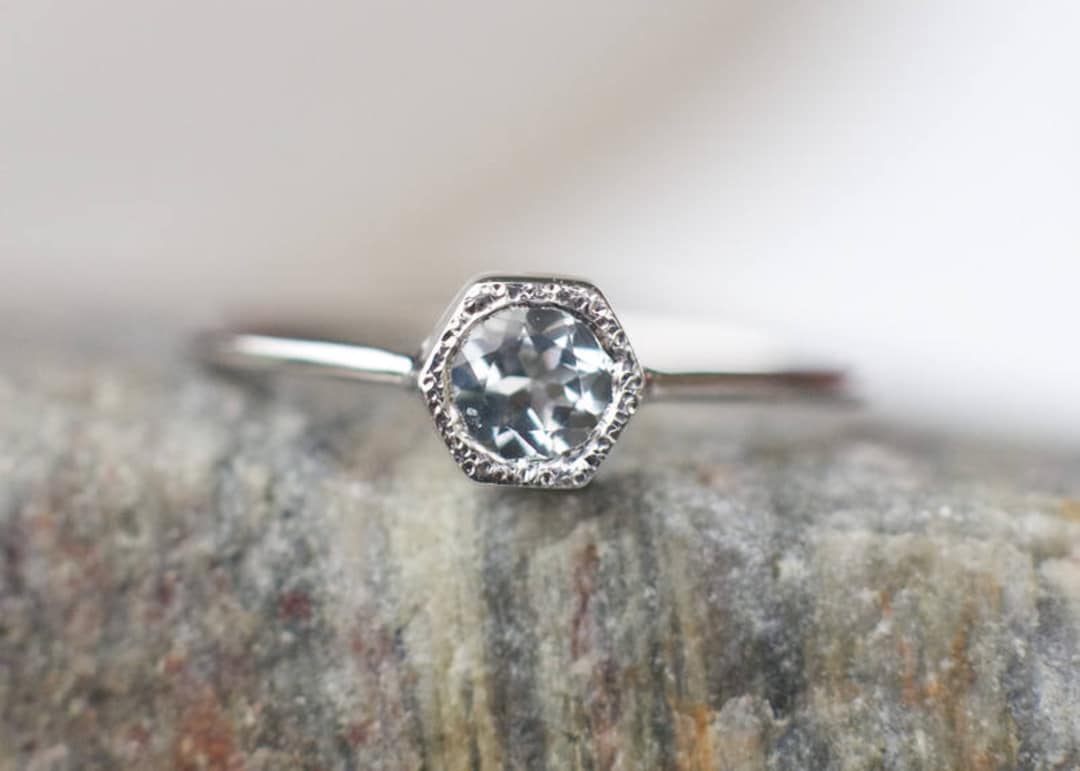 Aquamarine Ring in White Gold March Birthstone Jewelry