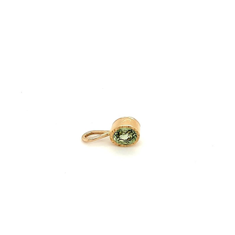 Solid 14k Gold Oval Green Sapphire Pendant Handcrafted Minimalist Jewelry Sapphire Jewelry For Woman Unforgettable Gift For Her image 5