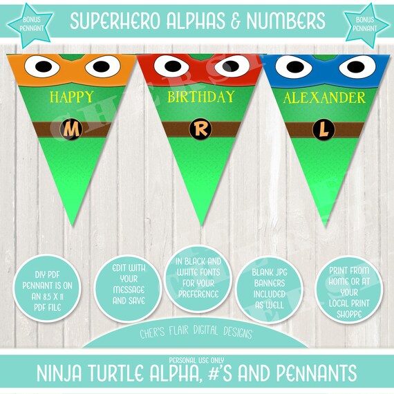 Superhero Ninja Turle Alphabet Superhero Alphas Numbers Etsy