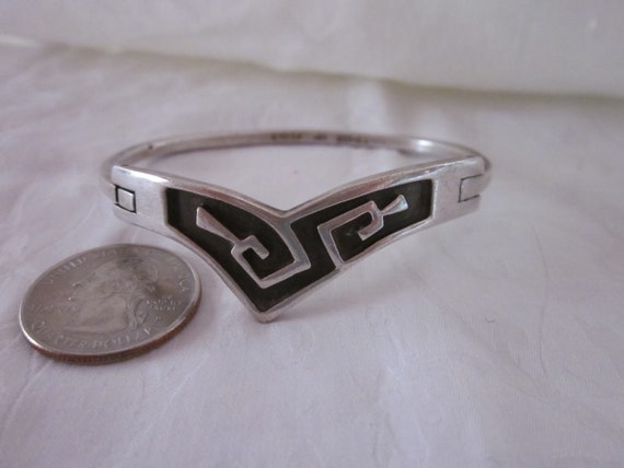Mexican Hinged Silver Bracelet - image 1